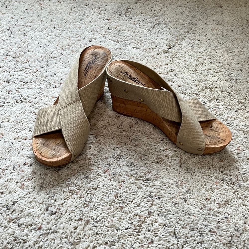 Lucky Brand Tank Cork Wedges, size 9